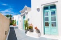 Traditional greek architecture in Pyrgos village, Santorini island, Greece Royalty Free Stock Photo