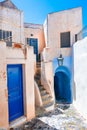 Traditional greek architecture in Pyrgos village, Santorini island, Greece Royalty Free Stock Photo
