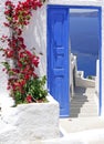 Traditional Greek balcony in Santorni island