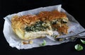 Traditional greek cuisine, spanakopita. Royalty Free Stock Photo