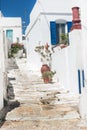 Traditional Greek door on Mykonos island Royalty Free Stock Photo