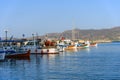 Traditional Greek fishing boats at harbor of Sitia town on eastern part of Crete island, Greece Royalty Free Stock Photo