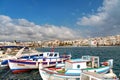 Traditional Greek fishing boats at harbor of Sitia town on eastern part of Crete island, Greece Royalty Free Stock Photo