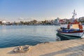 Traditional Greek fishing boats at harbor of Sitia town on eastern part of Crete island, Greece Royalty Free Stock Photo