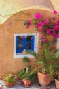 Traditional greek house with flowers in Oia village on Santorini island, Greece Royalty Free Stock Photo