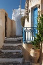 Traditional greek house in Pyrgos village, Santorini island Royalty Free Stock Photo