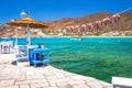 Traditional greek sea food, octopus, drying in the sun, Milopotas, Ios island, Cyclades.