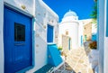 Traditional greek street in Lefkes, Greece Royalty Free Stock Photo