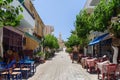 Traditional Greek tavern near the beach of Paleochora town on Crete island, Greece Royalty Free Stock Photo