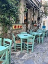 Traditional greek taverna in Skiathos Island. Royalty Free Stock Photo