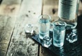 Traditional greek vodka - ouzo in shot glasses Royalty Free Stock Photo