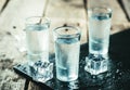 Traditional greek vodka - ouzo in shot glasses