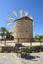 Traditional Greek windmill. Kos island, Greece Royalty Free Stock Photo