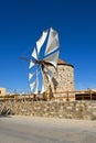 Traditional Greek windmill. Kos island, Greece Royalty Free Stock Photo