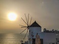 Traditional Greek windmill in Oia village on Santorini island, Greece Royalty Free Stock Photo