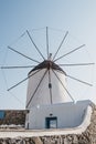 Traditional Greek windmills in Hora Mykonos Town, Mykonos, Greece Royalty Free Stock Photo