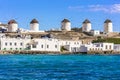 Greek windmills. Mykonos island Royalty Free Stock Photo