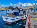 Traditional Greek Wooden Fishing Boat at Dock, Greece Royalty Free Stock Photo