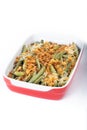 A traditional green bean casserole topped with French Fried Onions and cream of mushroom Royalty Free Stock Photo