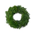 Traditional green christmas wreath isolated on white background. festive decoration symbol Royalty Free Stock Photo