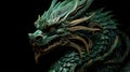 Traditional green with gold chinese dragon on black background with copy space. New Year of the Dragon 2024 Royalty Free Stock Photo