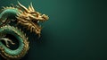 Traditional green with gold chinese dragon with copy space. New Year of the Dragon 2024 Royalty Free Stock Photo