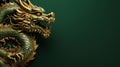 Traditional green with gold chinese dragon with copy space. New Year of the Dragon 2024 Royalty Free Stock Photo