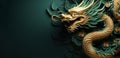 Traditional green with gold chinese dragon with copy space. New Year of the Dragon 2024 Royalty Free Stock Photo