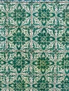 Traditional green ornate portuguese decorative tiles azulejos