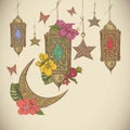 Traditional greeting card with arabic lantern