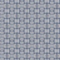 Traditional grey mosaic seamless pattern print. Fabric effect mexican patchwork damask grid Square shape symmetrical Royalty Free Stock Photo