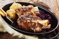 Traditional grilled pork hock with dumplings Royalty Free Stock Photo