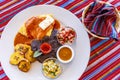 Traditional Guatemalan breakfast with tortillas