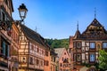 Traditional half timbered houses on the Alsatian Wine Route, Kaysersberg, France Royalty Free Stock Photo