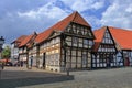 Traditional Half-timbered Houses around the Market Square of the Historic Town of Nienburg, Lower Saxony, Germany