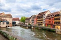 Traditional half-timbered houses on the canals district Petite France in Strasbourg, Alsace, France Royalty Free Stock Photo