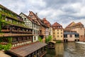 Traditional half-timbered houses on the canals district Petite France in Strasbourg, Alsace, France. Royalty Free Stock Photo