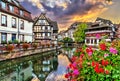 Traditional half-timbered houses in the historic la Petite France quarter in Strasbourg Royalty Free Stock Photo