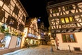 Traditional half-timbered houses in La Petite France at night, Strasbourg, Alsace, France Royalty Free Stock Photo