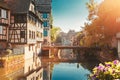 Traditional half-timbered houses in La Petite France, Strasbourg, Alsace, France Royalty Free Stock Photo