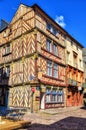 Traditional half-timbered houses in the old town of Rennes, France Royalty Free Stock Photo