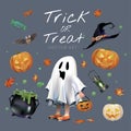 Traditional Halloween festival trick or treat vector set