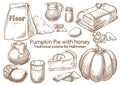 Traditional Halloween Food. Pumpkin pie with honey