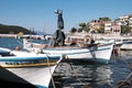 Traditional Wooden Greek Fishing Boats, Glyfada, Phocis, Greece Royalty Free Stock Photo