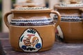 Traditional hand made ceramic potter with design