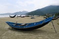 Traditional hand made reed boat for fishing on the central coast of Vietnam