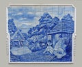 Traditional hand painted azulejos showing former life