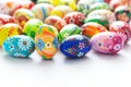 Traditional hand painted Easter eggs on white. Royalty Free Stock Photo