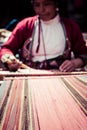 Traditional hand weaving in the Andes Mountains, Peru Royalty Free Stock Photo