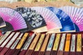 Traditional handicraft chinese fans at market in Yangshuo, China Royalty Free Stock Photo